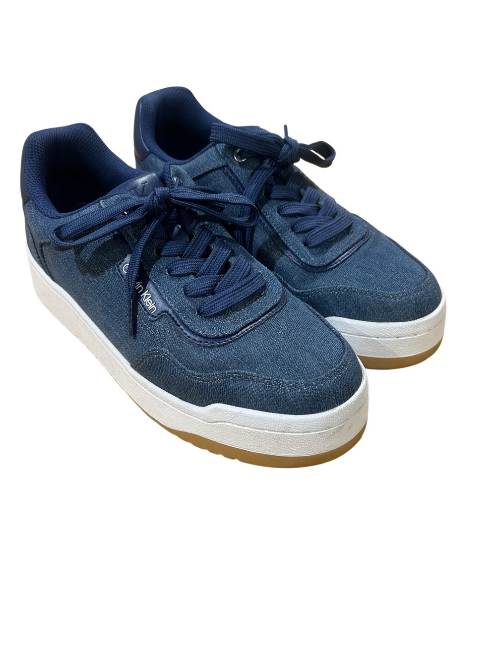 Calvin Klein Denim Platform Sneakers Women’s 9.5M Blue Lace-Up